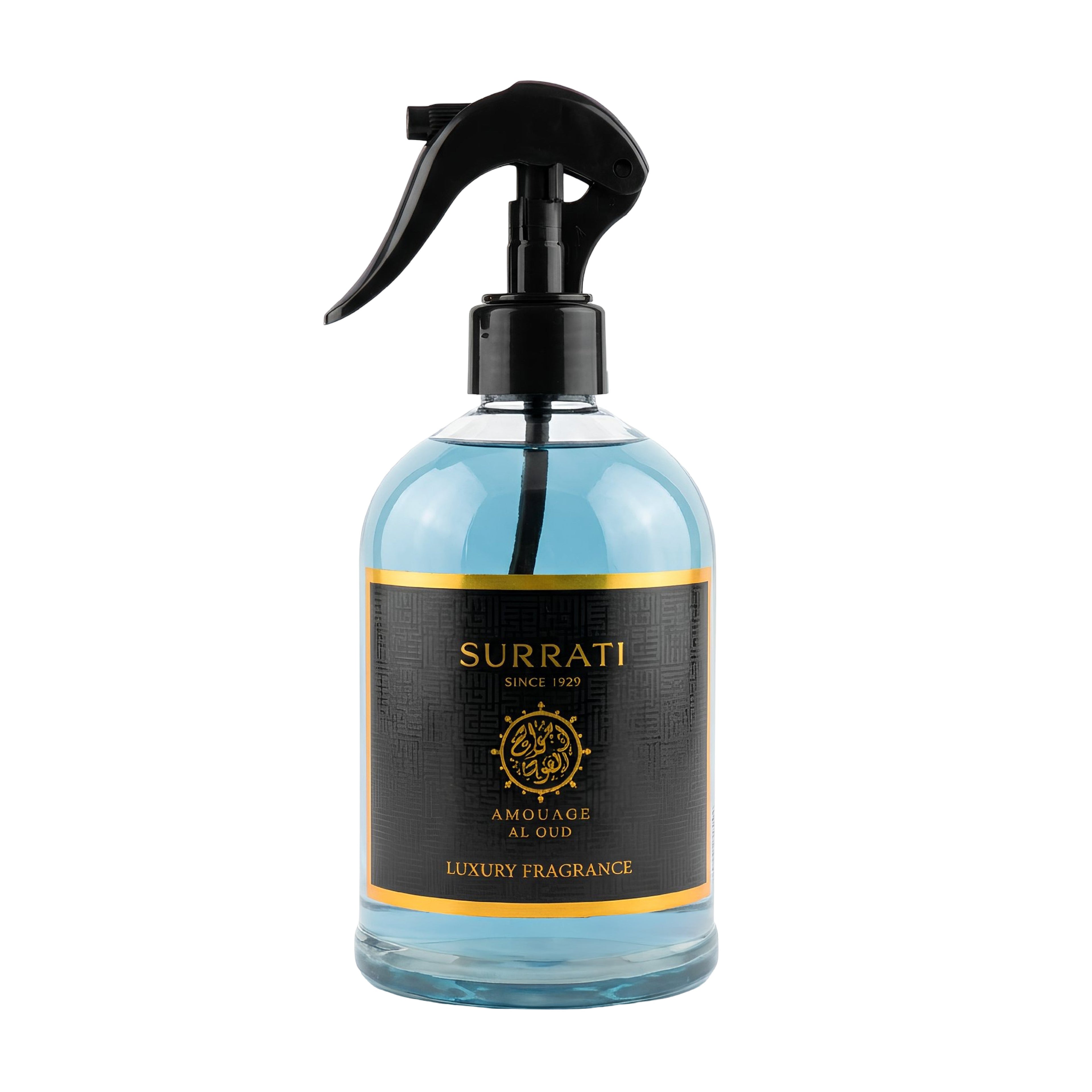 Surrati luxury fragrance bottle with black spray nozzle on a white background