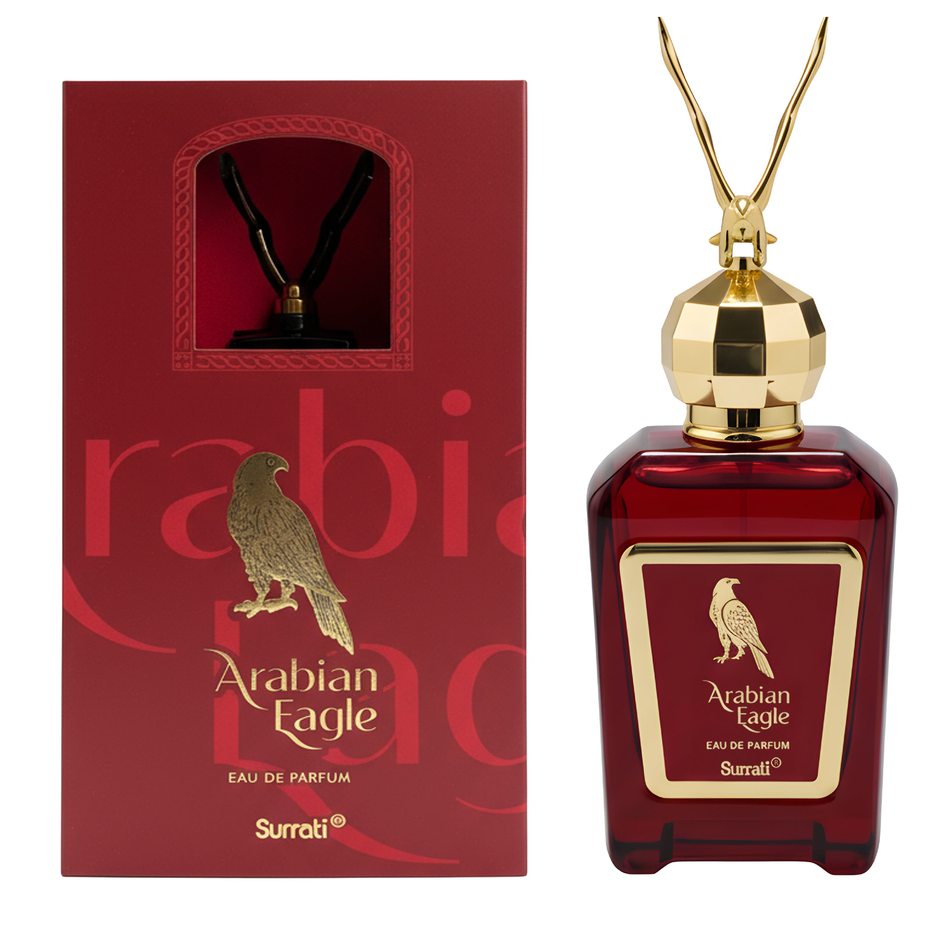 Arabian Eagle perfume bottle and packaging on a white background