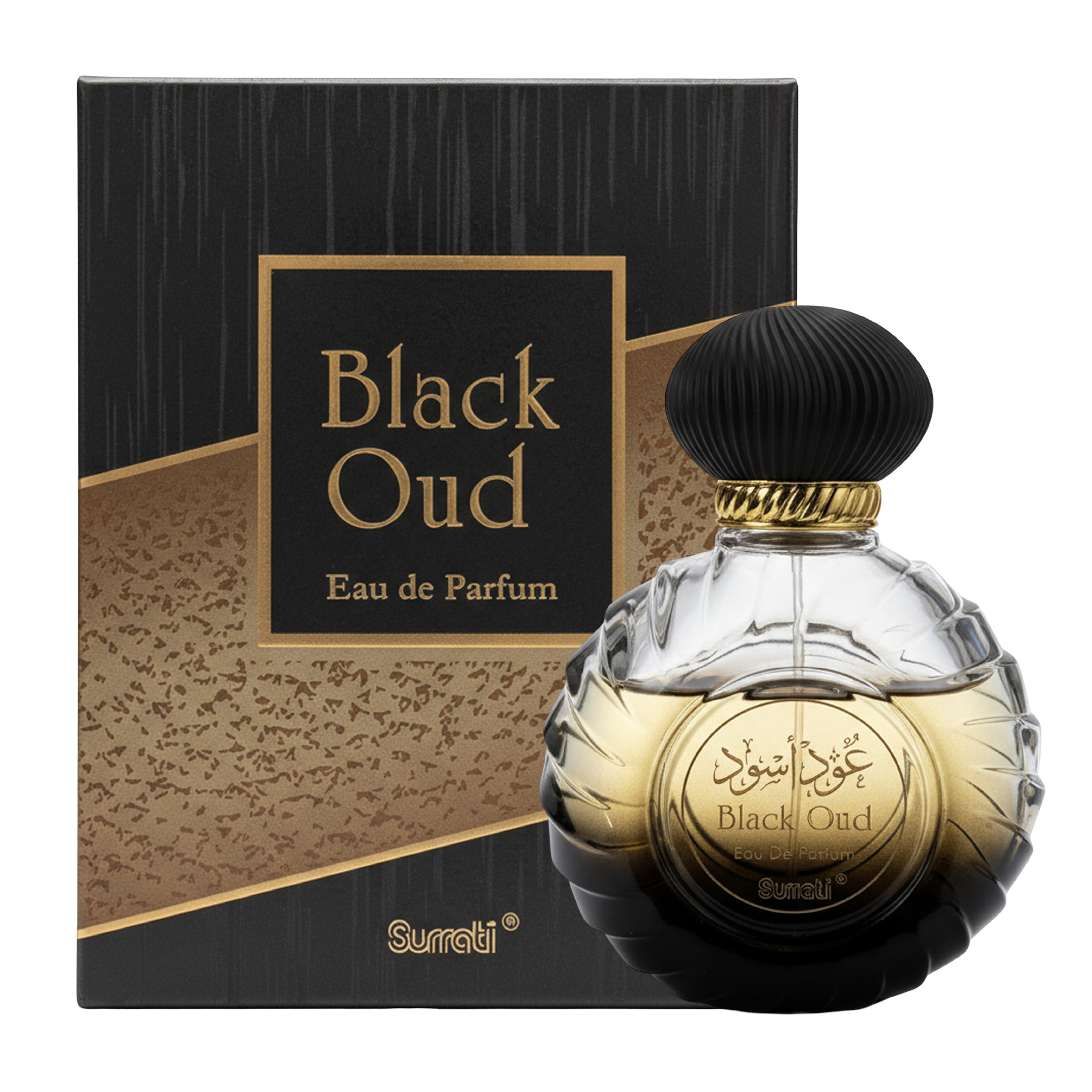 Black Oud Eau de Parfum bottle and packaging on a white background