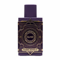 Perfume bottle with decorative label on a white background