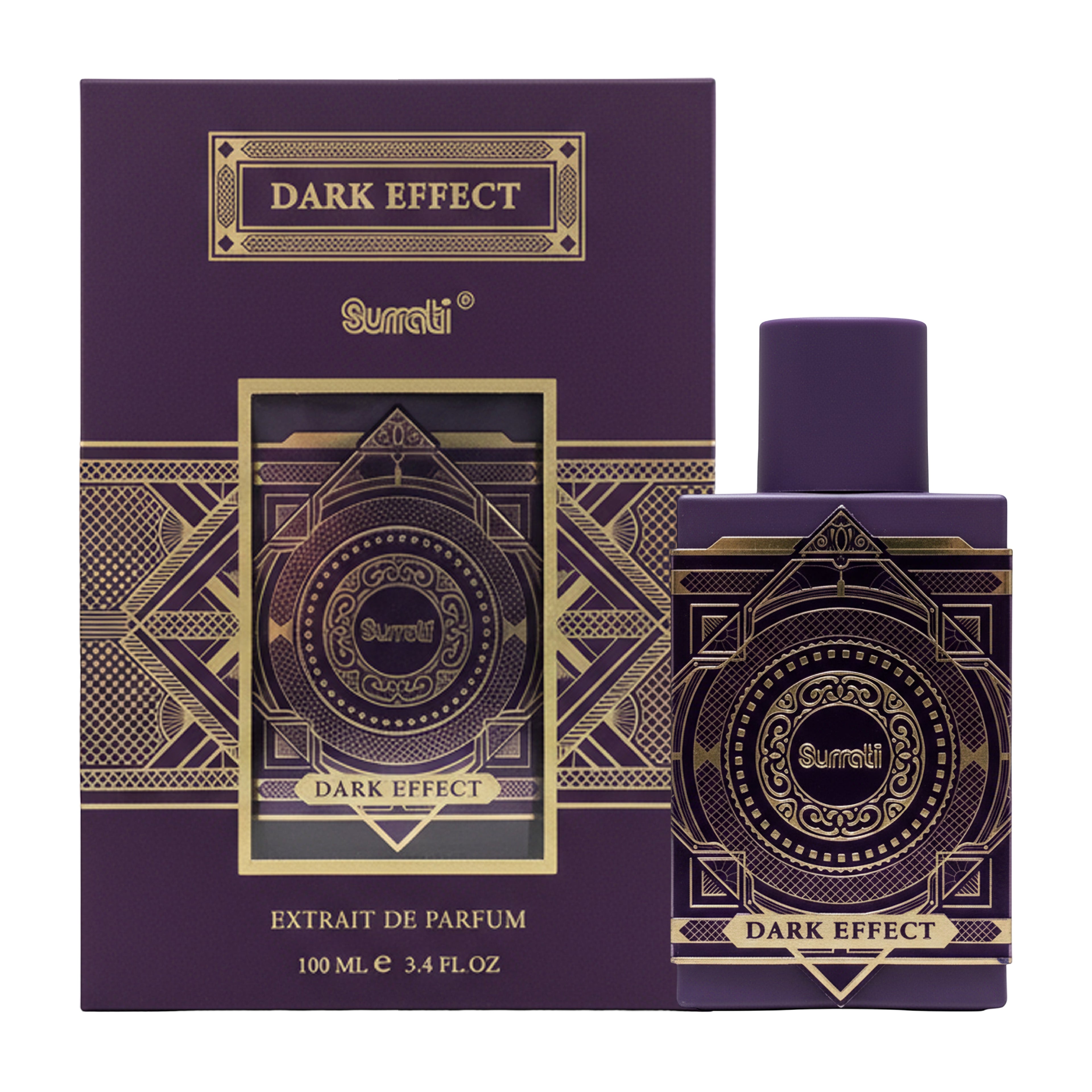 Surrati Dark Effect perfume bottle and packaging on a white background