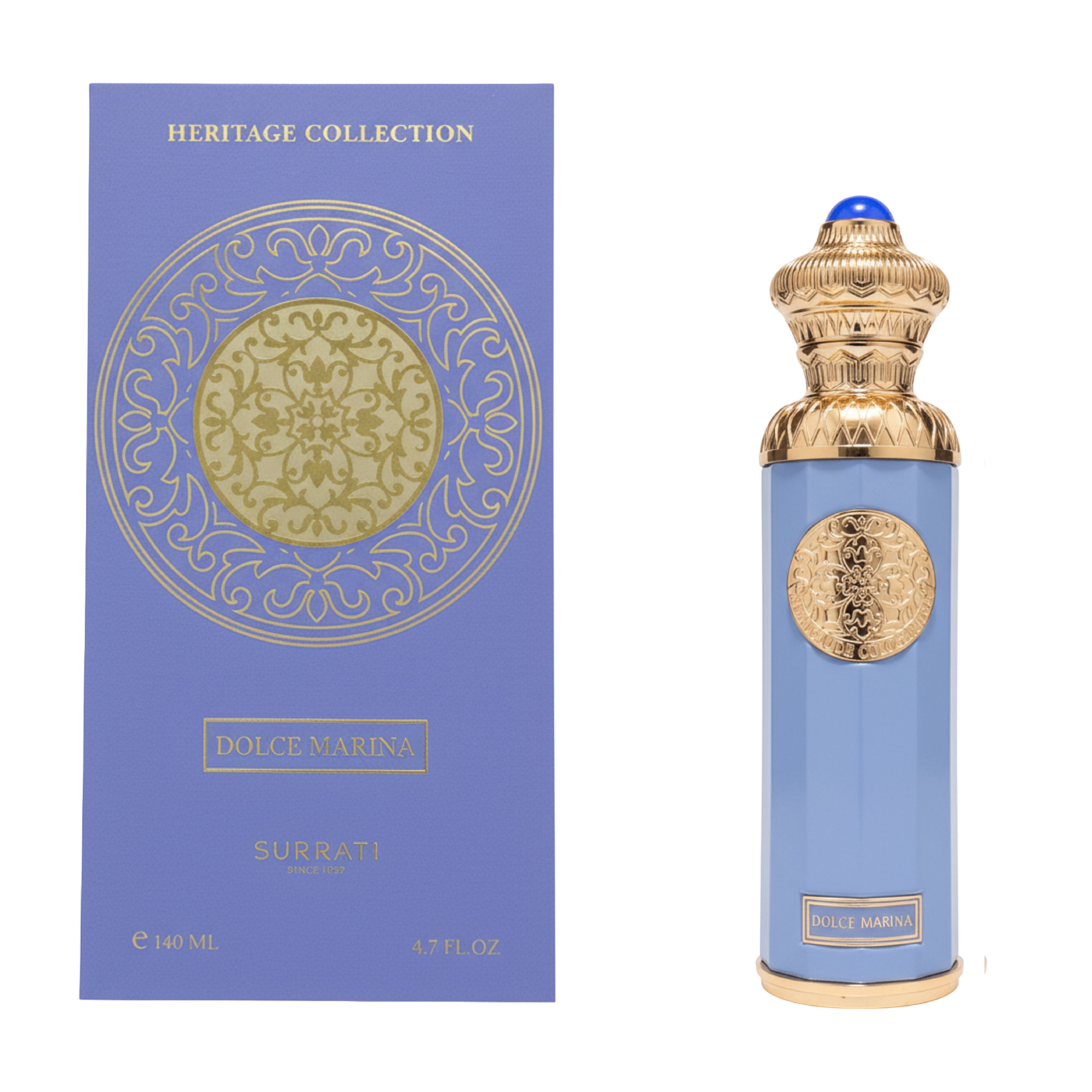 Dolce Marina Surrati perfume bottle with decorative packaging on a white background
