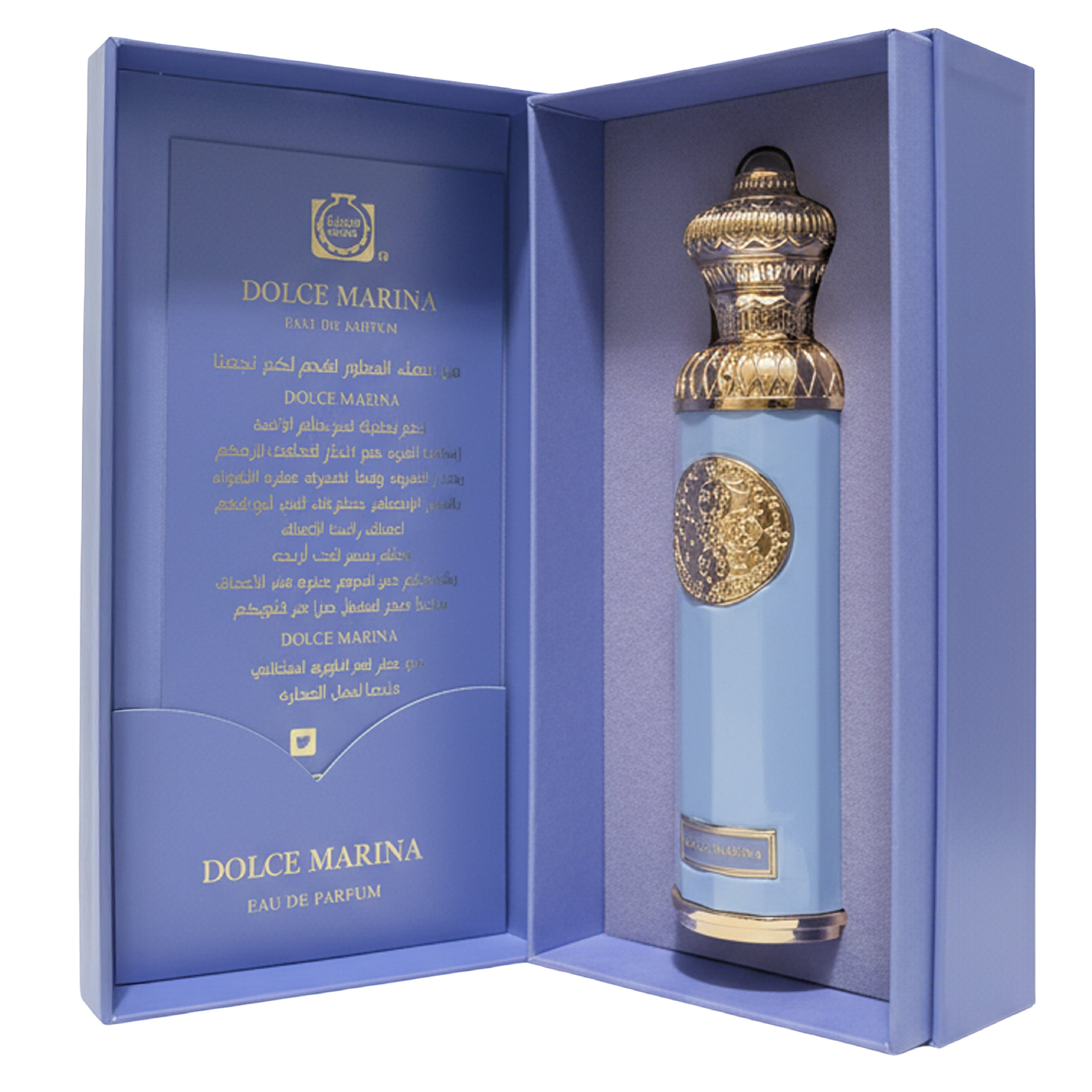 Dolce Marina perfume bottle in a blue box on a white background