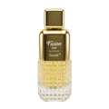 Gold and clear perfume bottle labeled 'Fusion Gold' on a white background