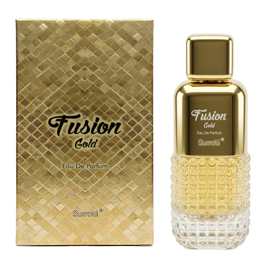 Gold Fusion Eau De Parfum bottle and packaging on a white background