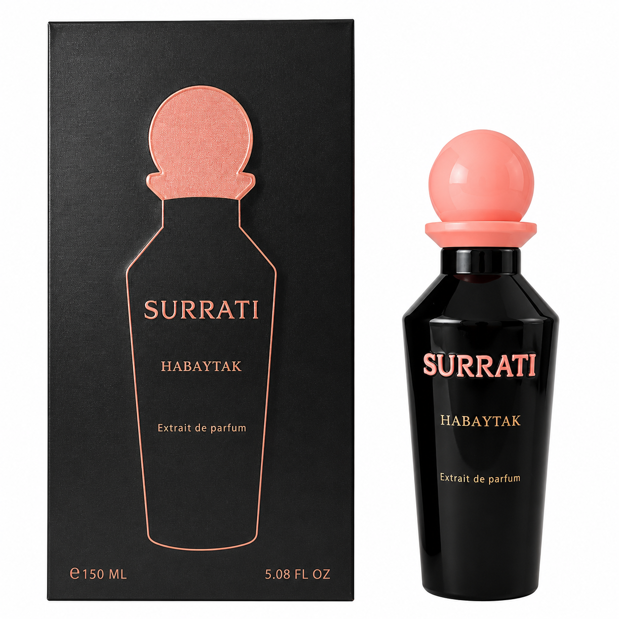 Surrati Habaytak perfume bottle and packaging on a white background