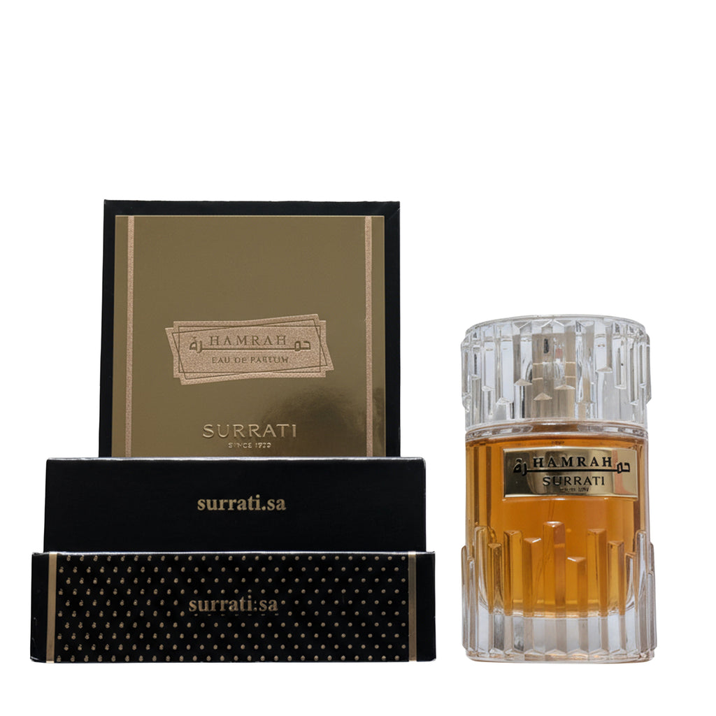 Surrati Hamrah perfume bottle with packaging on a white background