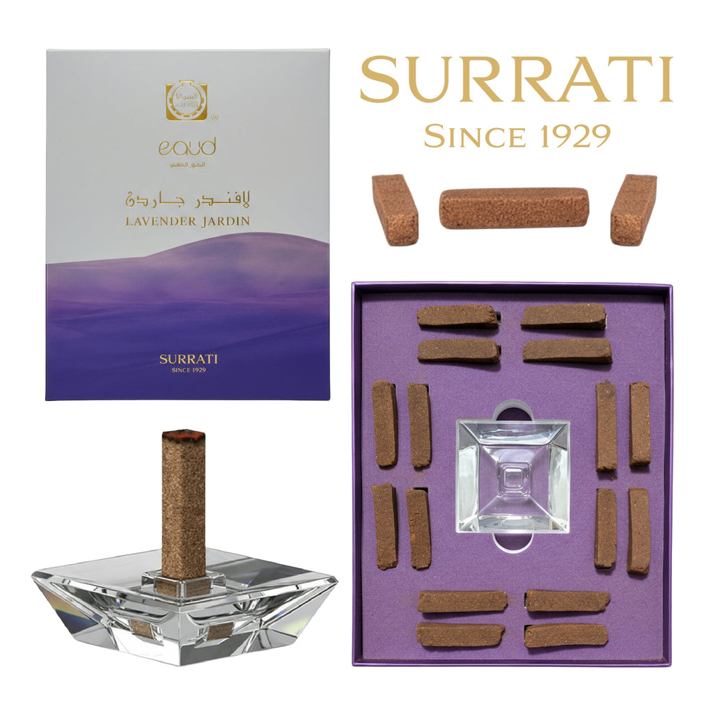 Surrati incense set with packaging and components on a white background