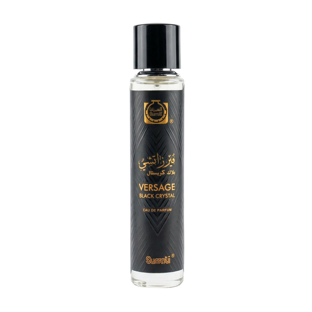 Perfume bottle labeled 'Versage Black Crystal' on a white background