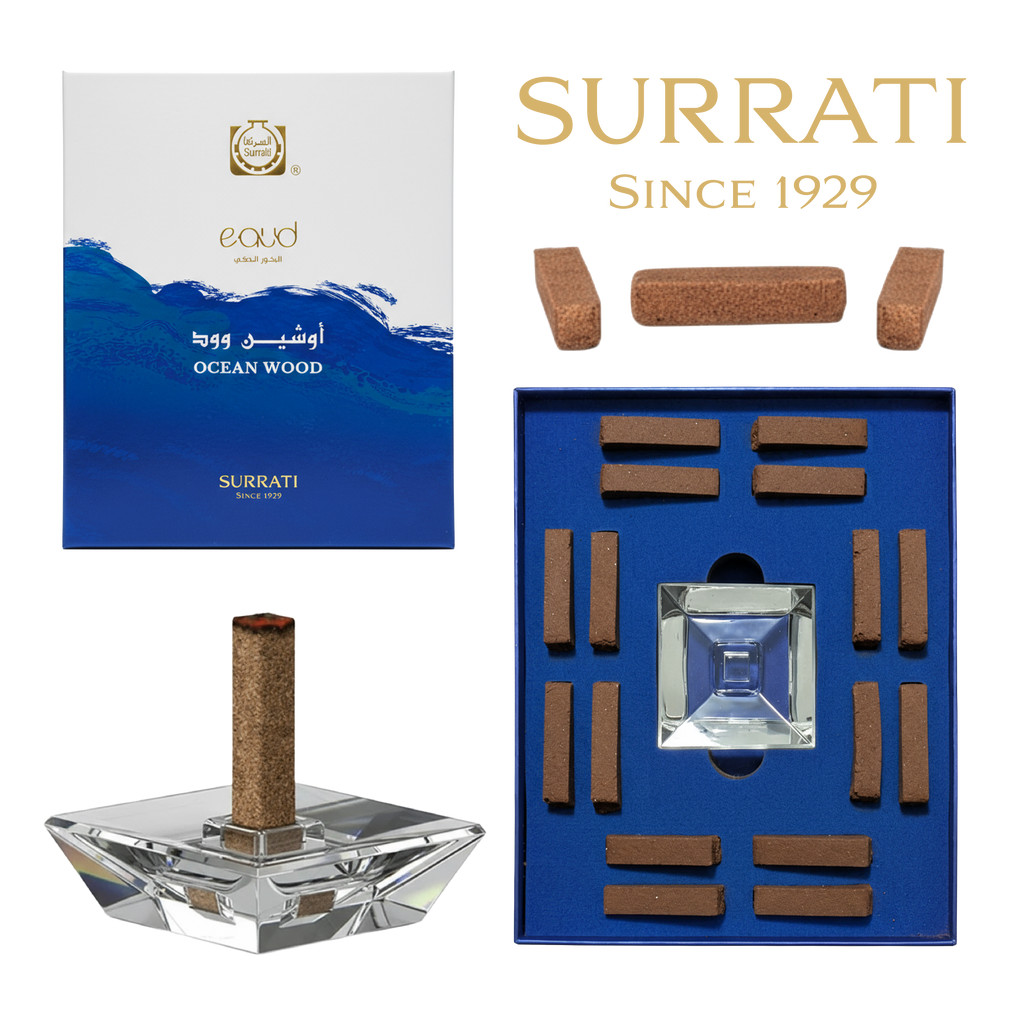 Surrati incense set with packaging and components on a white background