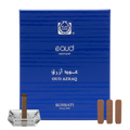 Blue Surrati incense box with incense sticks and a crystal holder on a white background