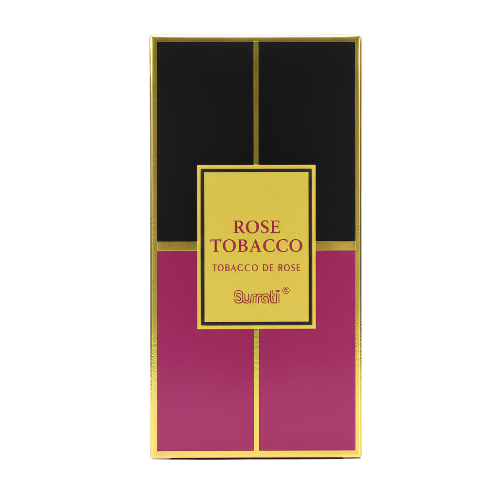 Tobacco product packaging with 'Rose Tobacco' label on a white background