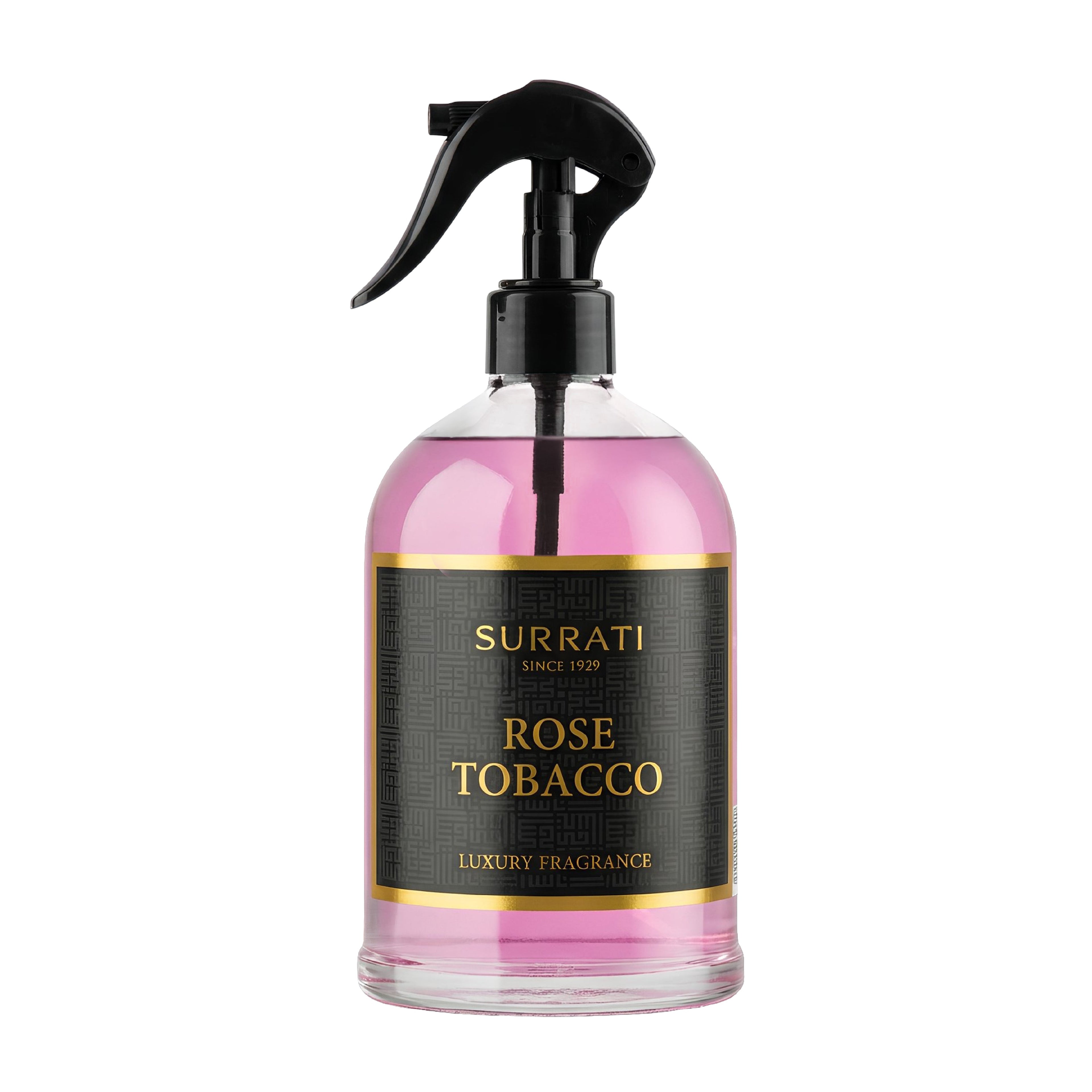 Surrati Rose Tobacco luxury fragrance spray bottle on a white background