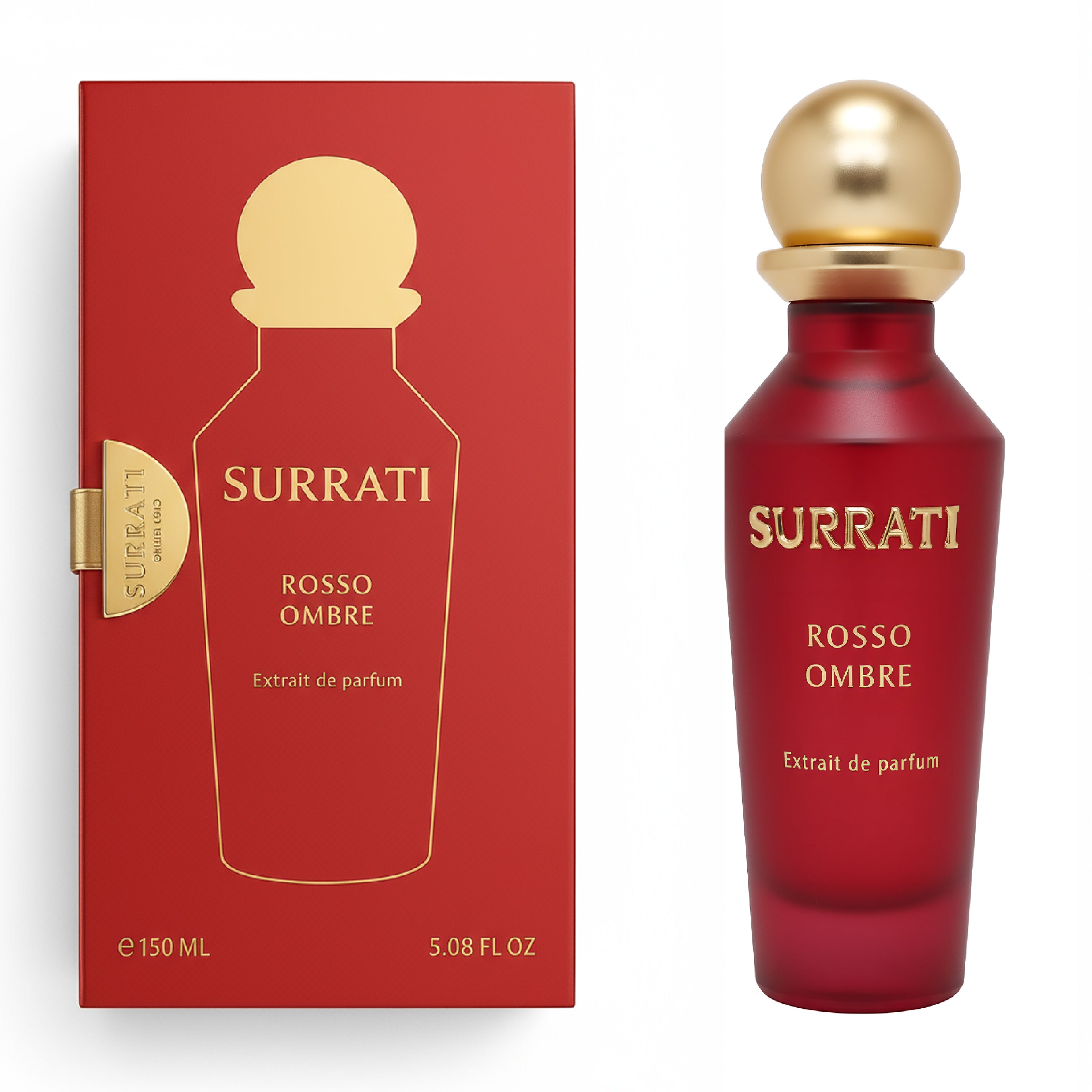 Surrati Rosso Ombré perfume bottle and packaging on a white background
