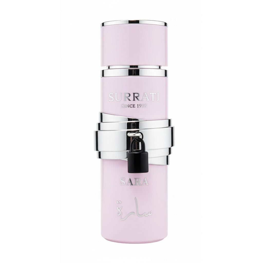 Pink skincare bottle with silver cap on a white background